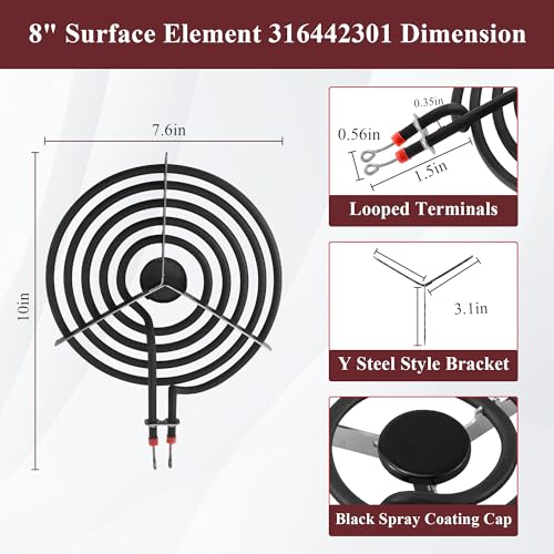 prime&swift 316442301 Electric Range Burner fit for Frigidaire,8'' Coil Surface Element MP26YA fit for Kenmore,8" 2600w 240v 5 Turn FEP310BW REG46NW 318372214 316048600 222T025 AP4356467 EAP2339242 By prime&swift - Image 2
