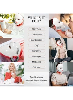 NEWKEY LED Face Mask Light Therapy, LED Facial Skin Care Mask, 7 Colors Red and Blue Light Therapy Mask, Photon LED Mask for Acne Reduction - Anti Wrinkles  - Image 5