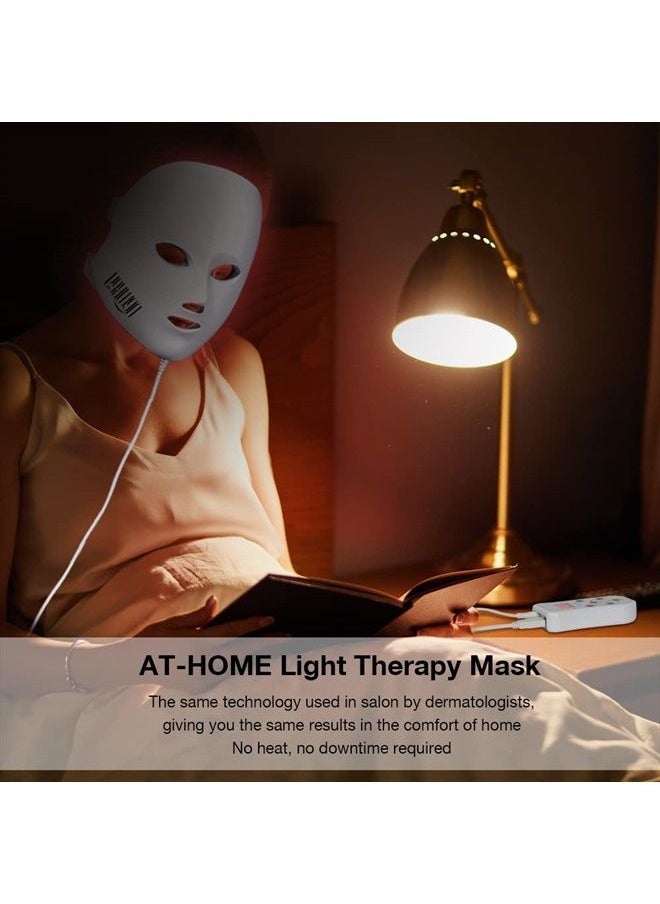 NEWKEY - LED Face Mask Light Therapy, LED Facial Skin Care Mask, 7 Colors Red and Blue Light Therapy Mask, Photon LED Mask for Acne Reduction - Anti Wrinkles - Image 1