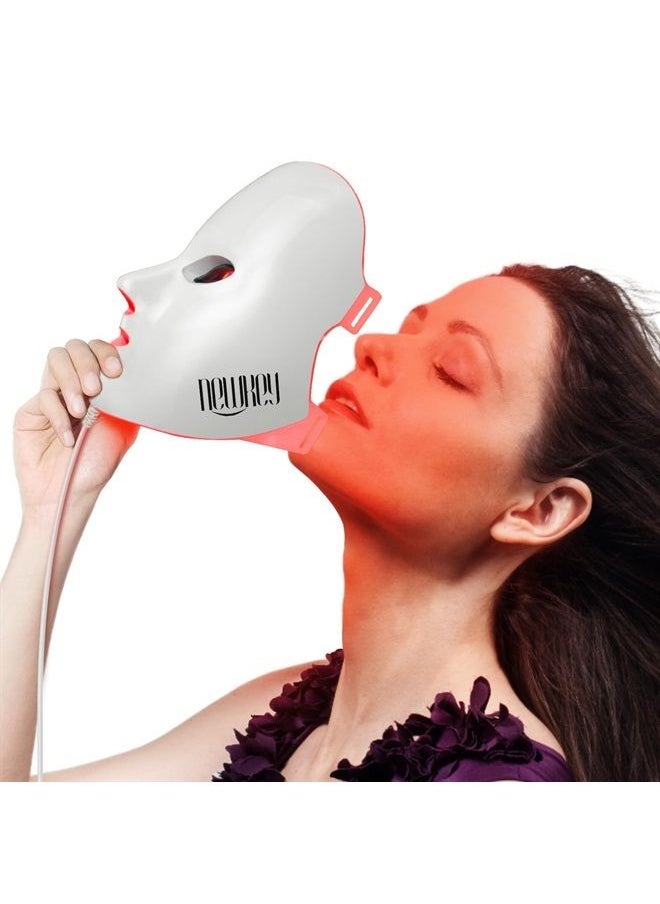 NEWKEY - LED Face Mask Light Therapy, LED Facial Skin Care Mask, 7 Colors Red and Blue Light Therapy Mask, Photon LED Mask for Acne Reduction - Anti Wrinkles - Image 1