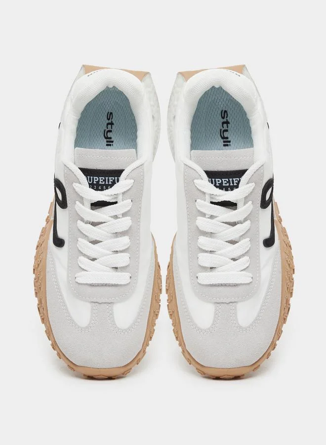 Styli Styli Color Block Lace Up Sneakers