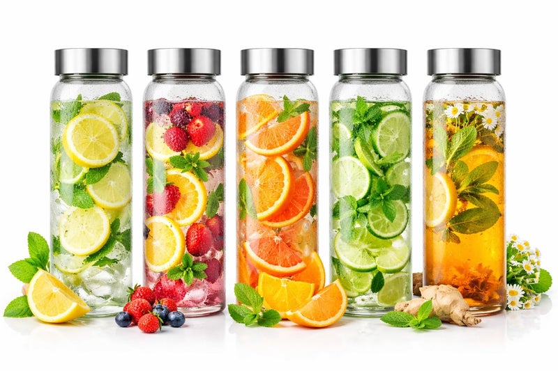 Raawan Glass Water Bottles, Glass Fridge Water Bottle with Steel Cap, Wide mouth Leak proof & detox water bottle glass, water bottle for fridge, fridge bottle -750 ML (6 Bottle) - Image 3