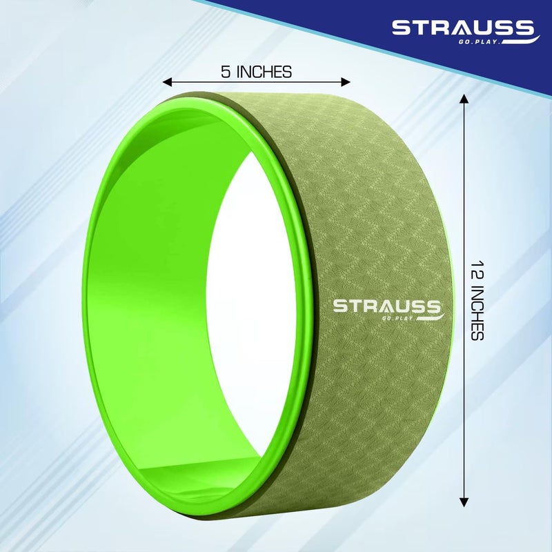 STRAUSS Yoga Wheel | Ideal for Stretching, Backbends, Exercise, Deep Tissue Massage & Back Pain Relief | Dharma Yoga Prop Wheel with Ultimate Comfort | 12-inch, (Green) - Image 5