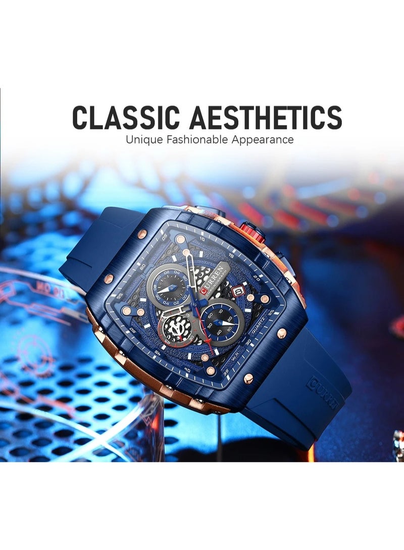 CURREN Curren six-pin quartz watch tape men's watch fashion sports men's watch  - Image 3