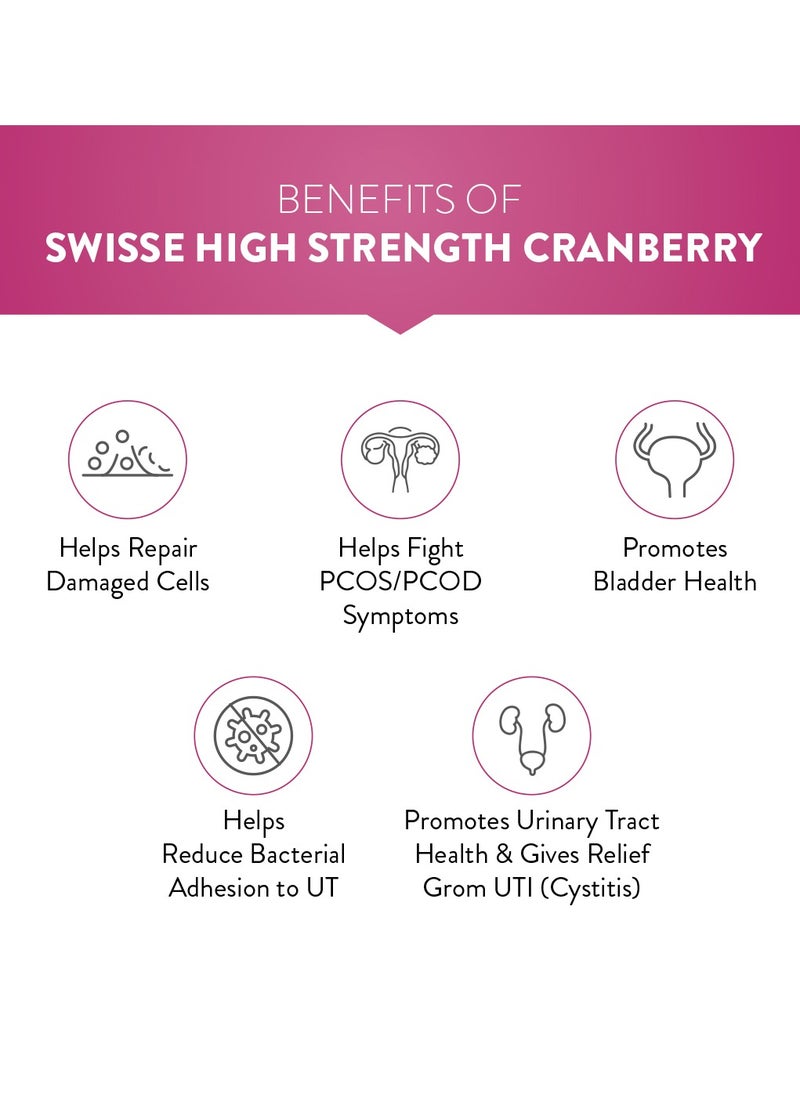 Swisse - UltiBoost High Strength Cranberry- Cranberry (Vaccinium Macrocarpon Fruit Powder 500Fruit 25 g  Supports Bladder Health Scientifcally Proven Cranberry Extract 25,000 mg , General Health - 30 Capsules One A Day - Image 1