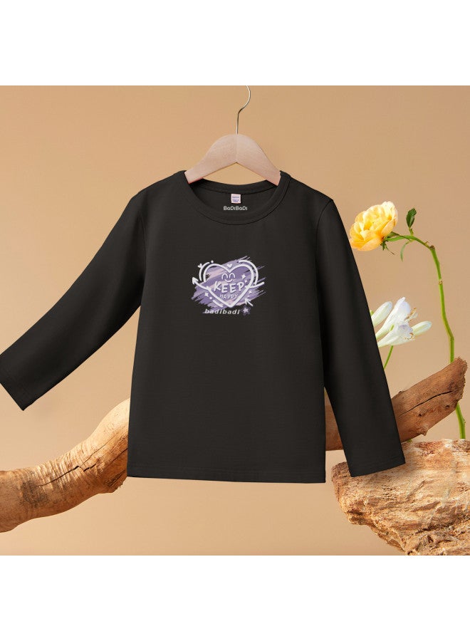 Badibadi Hot Recommendation】girls' Cotton T-shirt, Long Sleeve Base Layer For Big Kids, Children's Round Neck Top For Autumn - Image 2