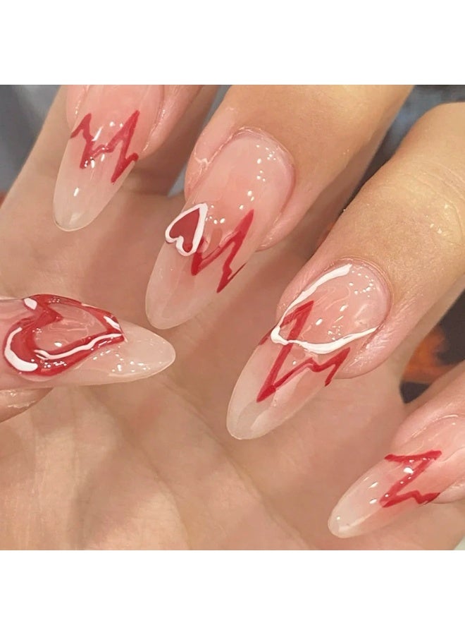 Goolsky Heart Rate Signal Press-on Nails - Sweet Edgy Personalized Style for Daily & Party Looks - Image 5