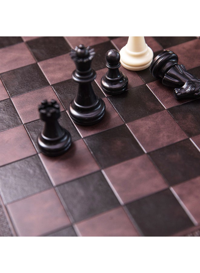 رقعة الشطرنج الجلدية PVC بساط عازل من الجلد الصين الشطرنج الشطرنج الاستخدام المزدوج المواصفات: بني داكن الحجم 33.7 سم * 33.7 سم بدون شعار - Image 5