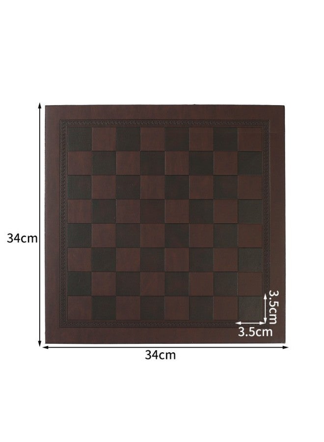 رقعة الشطرنج الجلدية PVC بساط عازل من الجلد الصين الشطرنج الشطرنج الاستخدام المزدوج المواصفات: بني داكن الحجم 33.7 سم * 33.7 سم بدون شعار - Image 1