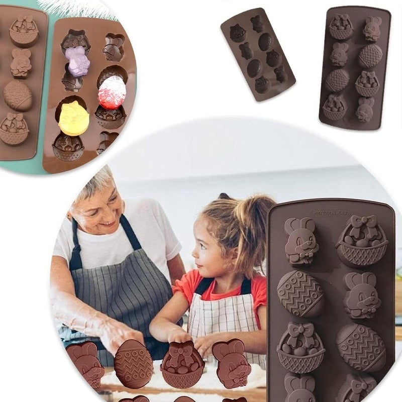 Bake House 3D Easter Egg and Bunny Silicone Molds, Chocolate Easter Egg Rabbit Baking Moulds DIY Candy Cocoa Bombs Soap Fudge Jelly Mousse Cake Making Trays for Party Supplies (8 Cavity) - Image 5