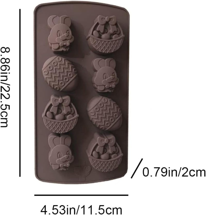 Bake House 3D Easter Egg and Bunny Silicone Molds, Chocolate Easter Egg Rabbit Baking Moulds DIY Candy Cocoa Bombs Soap Fudge Jelly Mousse Cake Making Trays for Party Supplies (8 Cavity) - Image 3