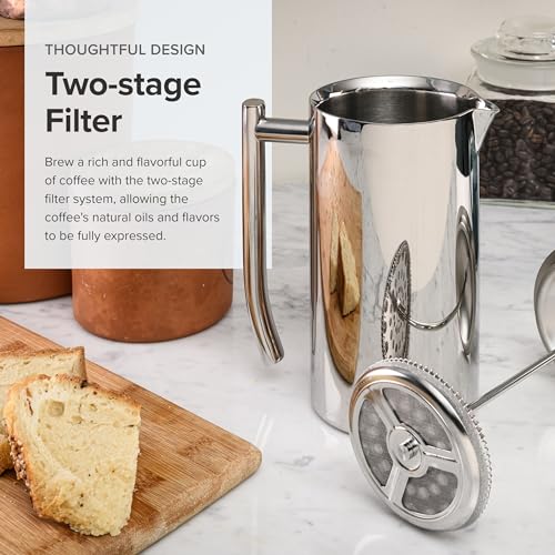 Frieling Double-Walled Stainless-Steel French Press Coffee Maker, Polished, 23 Ounces - Image 3