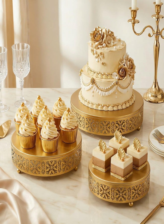 Coloch 3 Pieces Golden Cake Stand Set, Round Metal Dessert Display Stand Decorative Cake Holder Cupcake Pastry Candy Display Plate for Wedding, Party, Birthday, Event - Image 5