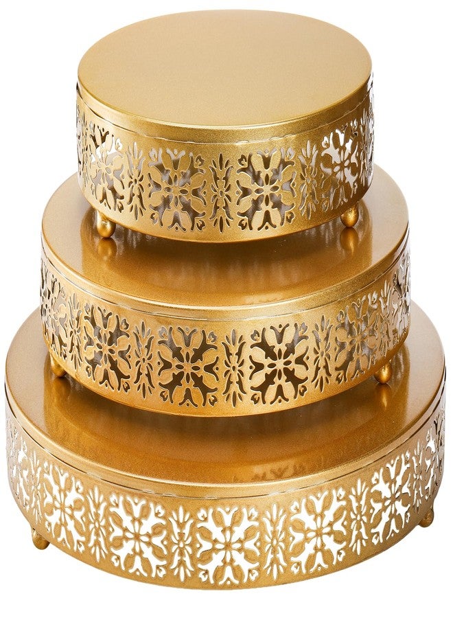 Coloch 3 Pieces Golden Cake Stand Set, Round Metal Dessert Display Stand Decorative Cake Holder Cupcake Pastry Candy Display Plate for Wedding, Party, Birthday, Event - Image 1