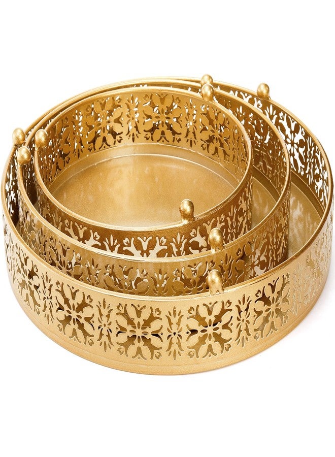 Coloch 3 Pieces Golden Cake Stand Set, Round Metal Dessert Display Stand Decorative Cake Holder Cupcake Pastry Candy Display Plate for Wedding, Party, Birthday, Event - Image 4