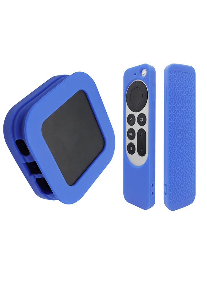 O Ozone - Silicone Case for 2022 Apple TV 4K Wi-Fi TV Box Remote Cover, Foldable Soft Silicone Remote Sleeves with TV Box Case Skin -Blue - Image 1