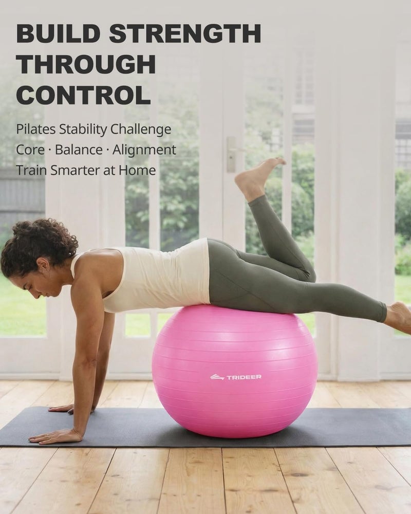 Trideer Yoga Ball for Exercise, Pregnancy & Birthing, 5 Sizes Exercise Ball for Physical Therapy, Stability, Fitness, Quick Pump Included - Image 4