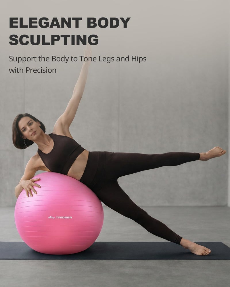 Trideer Yoga Ball for Exercise, Pregnancy & Birthing, 5 Sizes Exercise Ball for Physical Therapy, Stability, Fitness, Quick Pump Included - Image 5
