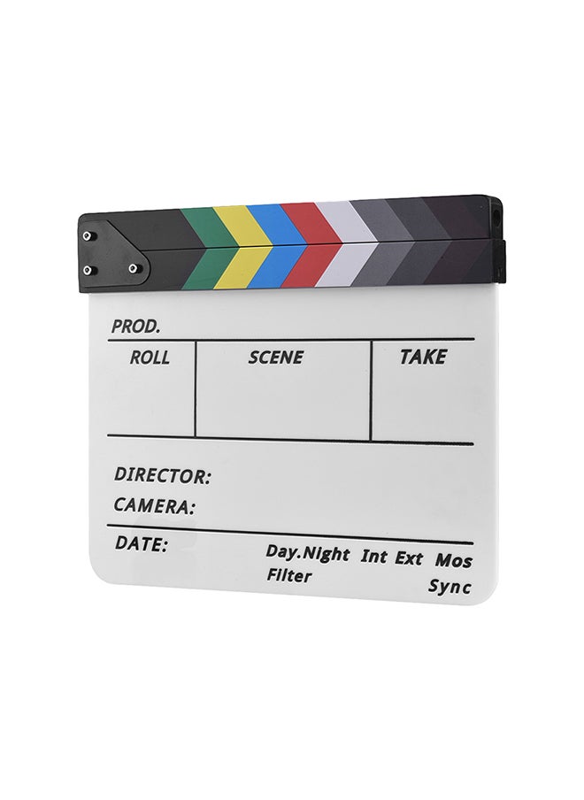 Generic Cut Action Scene Clapper Board Slate With Marker Pen Eraser White/Black  - Image 1