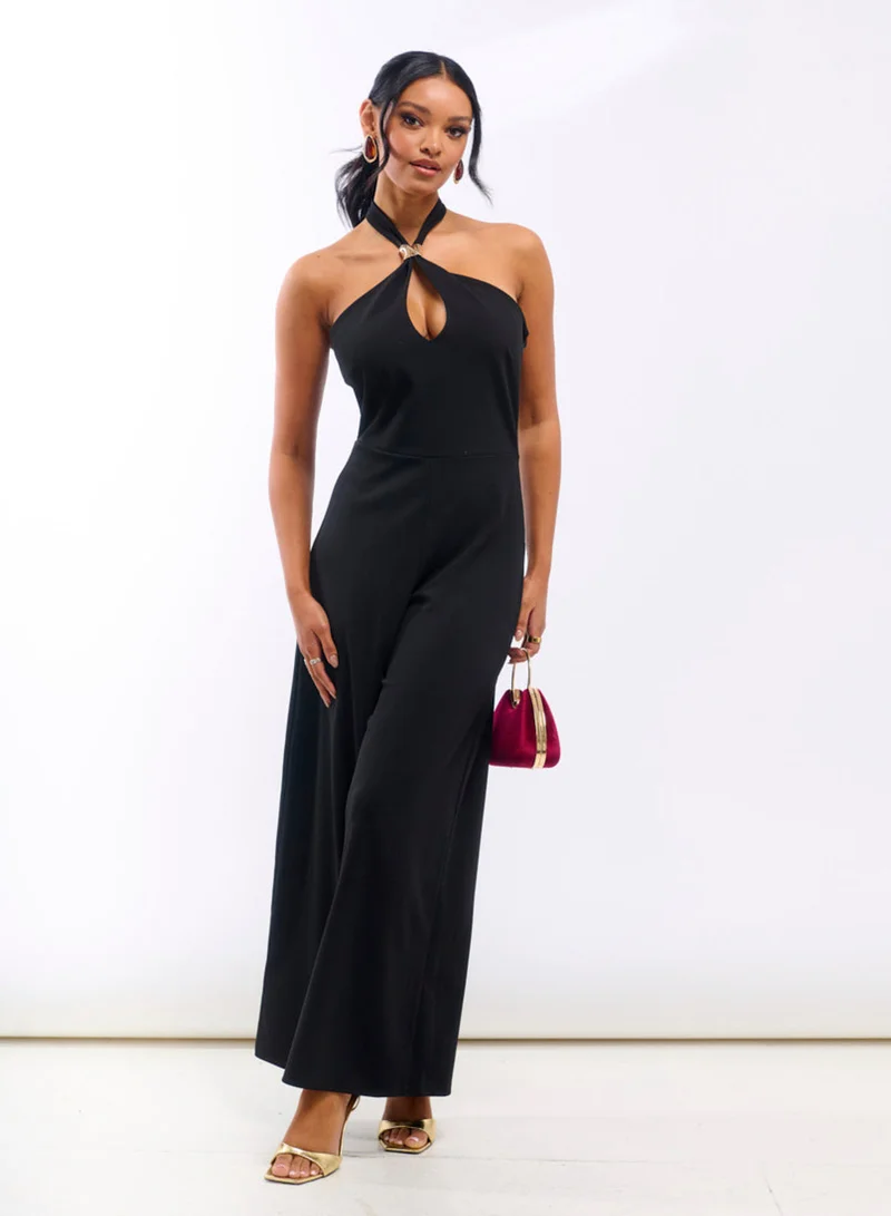 Needs No Label  Black Hardware Halterneck Jumpsuit for Women | Best Price UAE