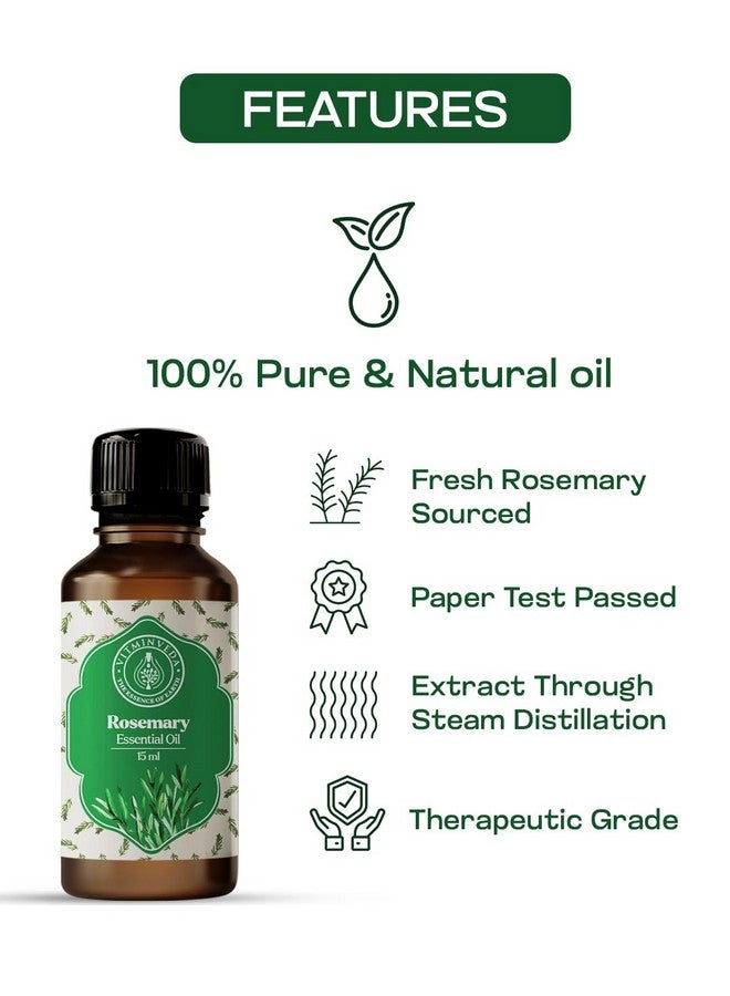 VITMINVEDA Pure Rosemary Real Essential Oil Premium - 15ml | For Hair Growth | Skin Glow | Unveil the Herbaceous Elegance for Holistic Well-being! - Image 3