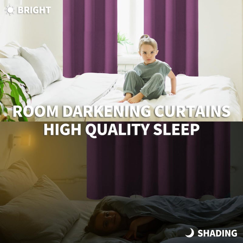 BGment Room Darkening Curtains 45 Inches Long - Grommet Thermal Insulated Drapes Window Treatment Curtains for Bedroom, 2 Panels, 38 x 45 Inch, Eggplant Purple - Image 4
