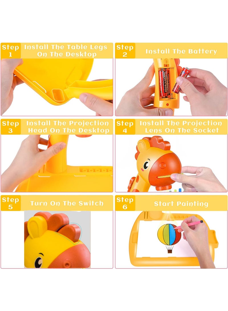 Splendors Enlarged Projector Drawing Table Early Educational Toy For Kids Giraffe-shaped Projector Painting Board Table Rechargeable Battery Easy To Use Early Development Toys For Children Boys Girls - Image 3