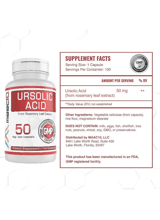 MAAC10 Formulas MAAC10 Ursolic Acid 50mg 100 Capsules  - Image 3