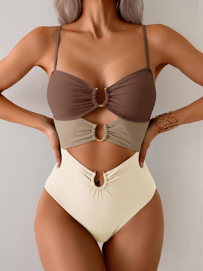 Eomenie Womens Cutout One Piece Swimsuit with Ring Linked Sexy Monokini Bathing Suit for Beach Vacation - Image 3