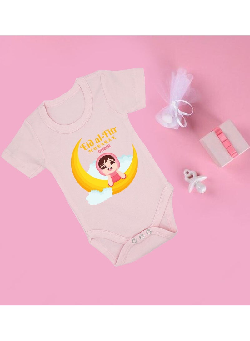 PRINTSHOP4ME My First Eid Dubai Printed Outfit - Romper for Newborn Babies - Short Sleeve Cotton Baby Romper for Baby Girls - Celebrate Baby's First Eid in Style - Gift for New Parents  - Image 3