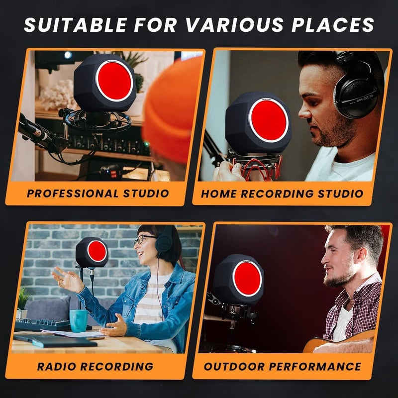 Melon Studio فلتر صوتي لميكروفون ميلون ستوديو مع واقي ريح، معدات عزل صوتية محمولة، درع لتسجيل الصوت وتقليل الضوضاء، غطاء صوتي عازل من الفوم - Image 4