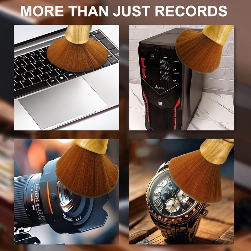 VIBORG Vinyl Record Cleaning Brush Anti-Static Bristles Soft Wood Handle Brush for LP Turntable Dust Removal, Phonograph Needle, CD - Image 5