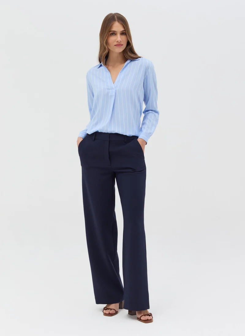 Ovs Lt Blue-Striped White