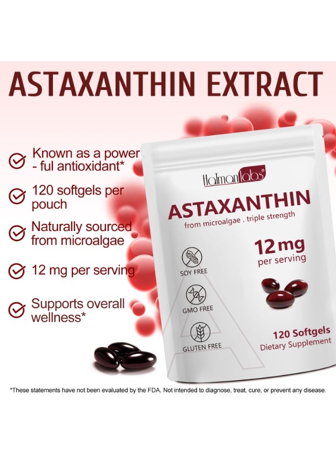 HATMANLABS Astaxanthin 12mg, 120 Softgels, Premium Astaxanthin Antioxidant Supplements with Antioxidant Activity, Supports Eye, Immune, Joint, Skin Health, Internal Circulation - Image 3