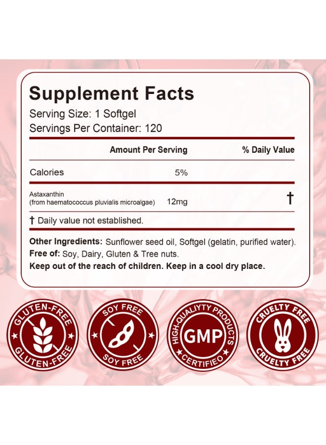HATMANLABS Astaxanthin 12mg, 120 Softgels, Premium Astaxanthin Antioxidant Supplements with Antioxidant Activity, Supports Eye, Immune, Joint, Skin Health, Internal Circulation - Image 5