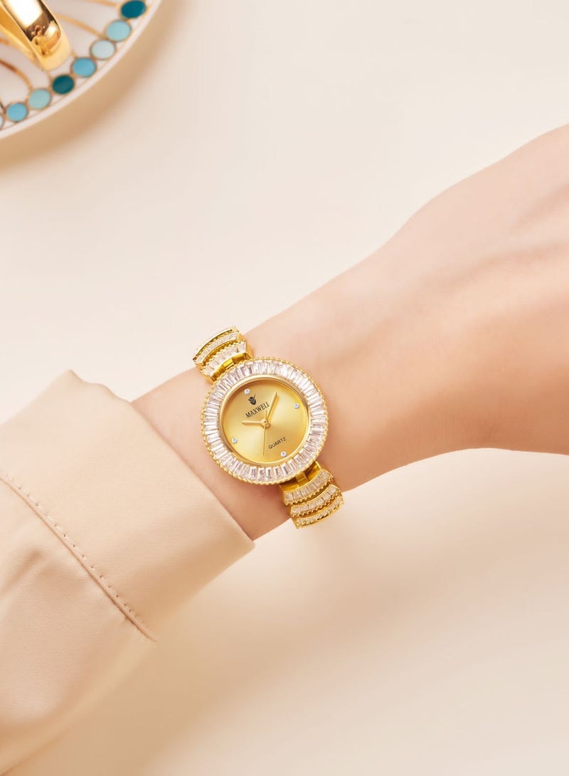 ماكسويل ساعه يد نسائي كرستال من ماكسويل ضد الماء ضمان سنه كرت الضمان