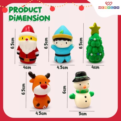 Wembley Christmas Finger Puppets| Mini Squishy Figures| Soft Squishy Finger Toys| Includes Santa, Snow Man, Christmas Tree, Rudolph, & Elf| Interactive Christmas Gift for Infants & Toddlers (Set of 5) - Image 3