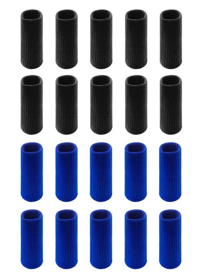 Pimoys 20 PCS Finger Sleeves Protectors, Sport Finger Sleeves Finger Splints Thumb Finger Brace Support Elastic Thumb Sleeves for Relieving Pain Arthritis Trigger Finger(Blue Black) - Image 2