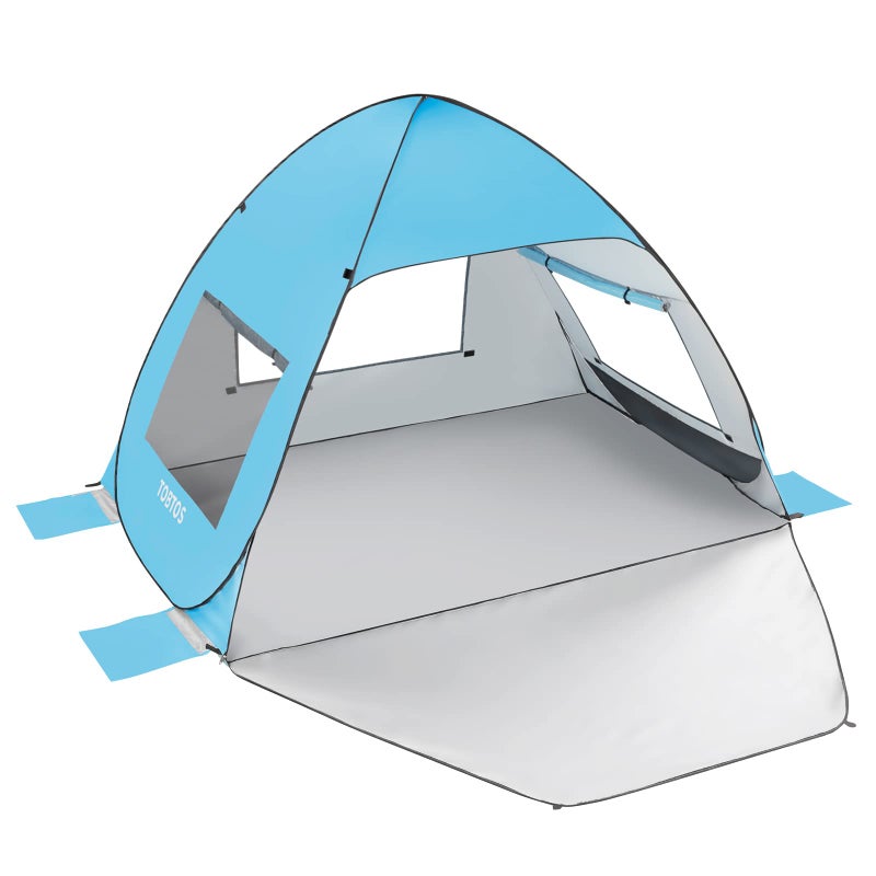 TOBTOS UPF 50+ Pop Up Beach Tent, Beach Umbrella, Automatic Sun Shelter 2-3 People UV Protection Portable Sunshade, Easy Set Up Baby Canopy Cabana, Lightweight with Carry Bag - Image 1