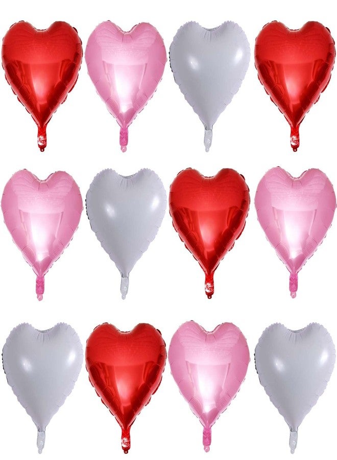 Lovoir 12 Pcs Red Heart Shape Foil Mylar Balloons 18 Inch Love Balloons for Valentine's Day Birthday Party Decorations Wedding Engagement Romantic Decor (Red & White & Pearl Pink) - Image 1