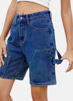 يونيكي Blue Mid Rise Plain Regular Fit Shorts  - Image 2