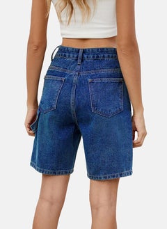 يونيكي Blue Mid Rise Plain Regular Fit Shorts  - Image 4