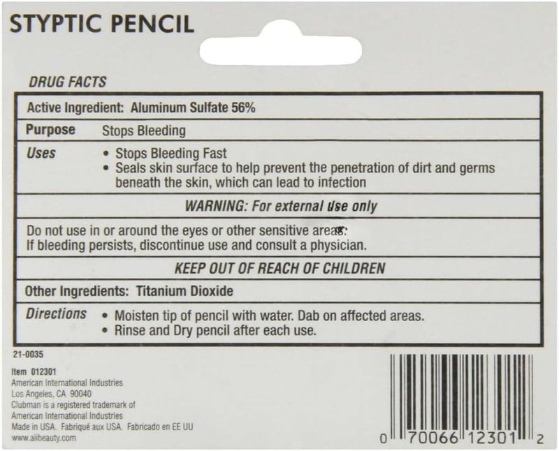 Clubman Woltra Nick Relief Styptic Pencil, 0.25 oz (2 Pencils) - Image 2