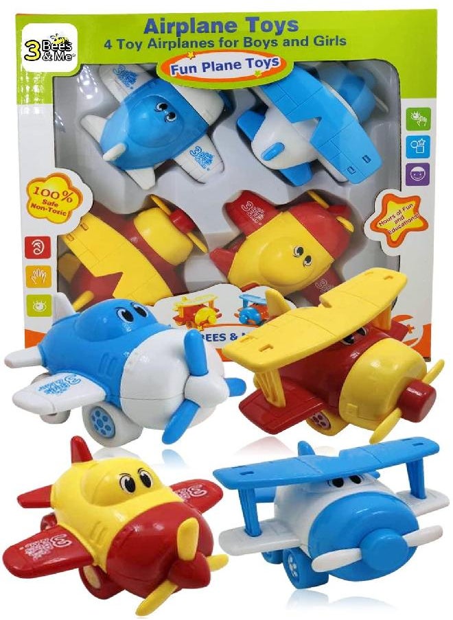 3 Bees & Me - 3 Bees & Me Airplane Toys - Set of 4 Toy Airplanes for Boys and Girls - Fun Toys for Toddlers & Kids - Colors May Vary - Image 1