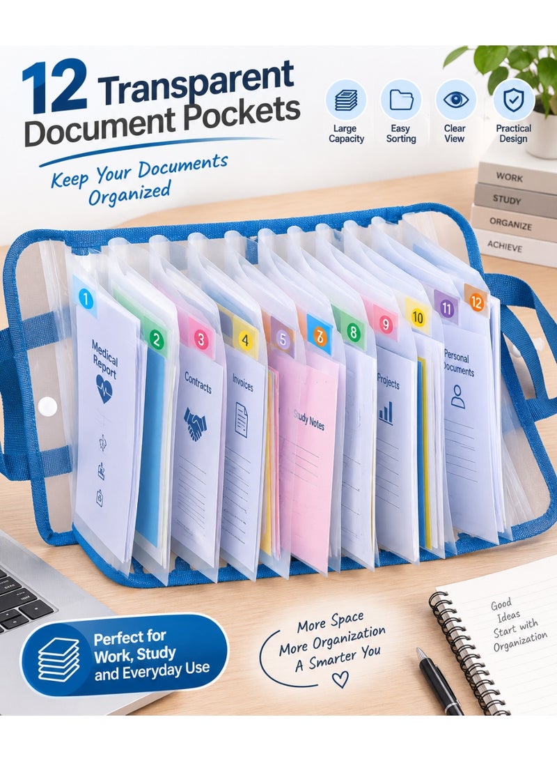 Multi-Color Document File Folder – 12 Pocket Plastic Filing Organizer For Papers And Documents - Image 3