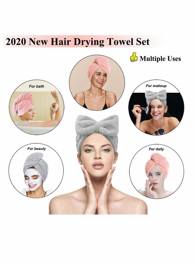 SYOSI Microfiber Hair Towel Wrap Set - Microfiber Hair Towel for Drying Curly, Long & Thick Hair with Makeup Headband for Women  - Image 2