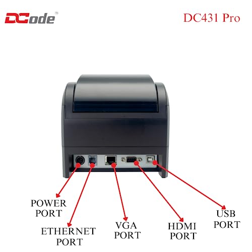 DCode Direct Thermal Printer (DC431Pro - 101mm, 3 inch) USB Interface Thermal Transfer Printing 203dpi 1D, 2D Barcode, Black - Image 4