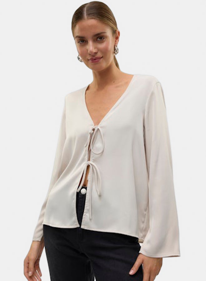 VERO MODA Womens Ine Longsleeve Tie Top