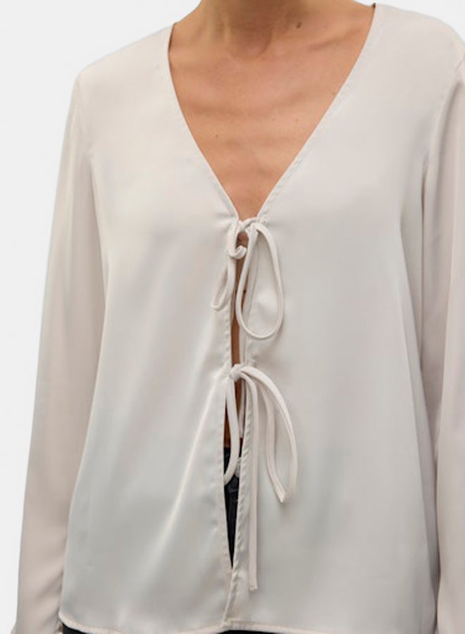 VERO MODA Womens Ine Longsleeve Tie Top