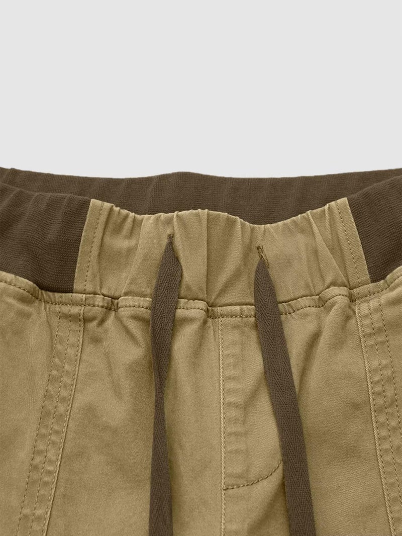 Flamingals Straight Leg Pants for Women Drawstring Waist Mid Rise Casual Solid Seam Detail Pants Light Khaki XL - Image 4